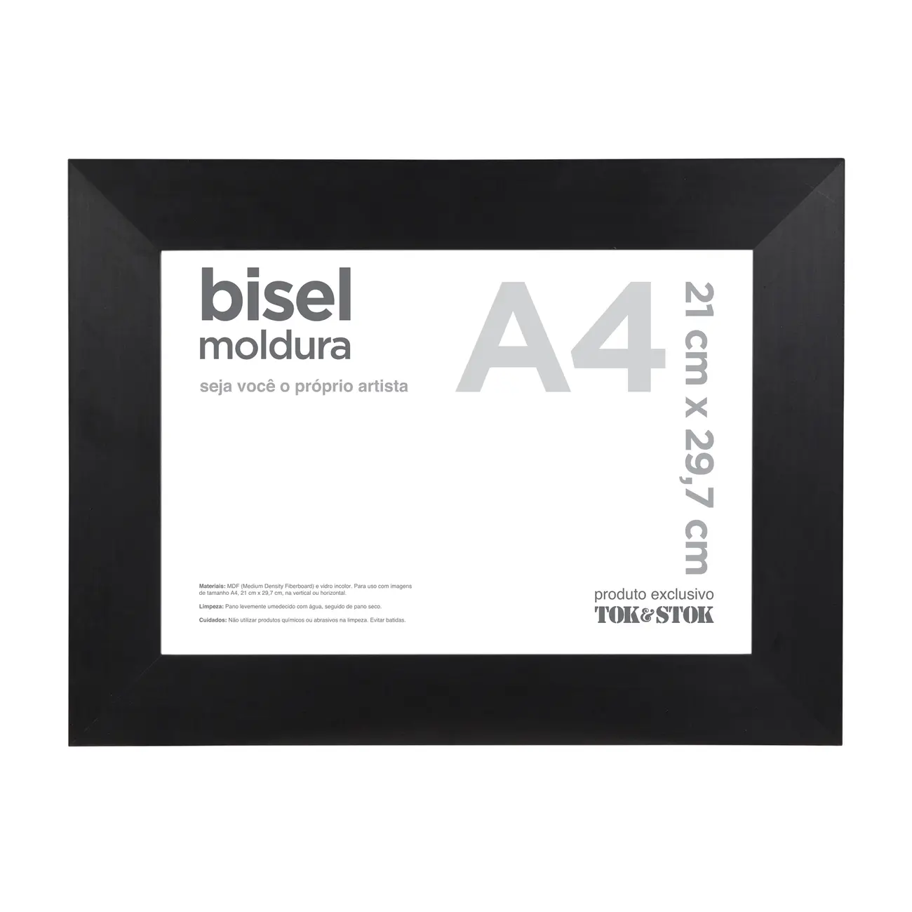 MOLDURA A4 21 CM X 29 CM BISEL - PRETO - Foto 1