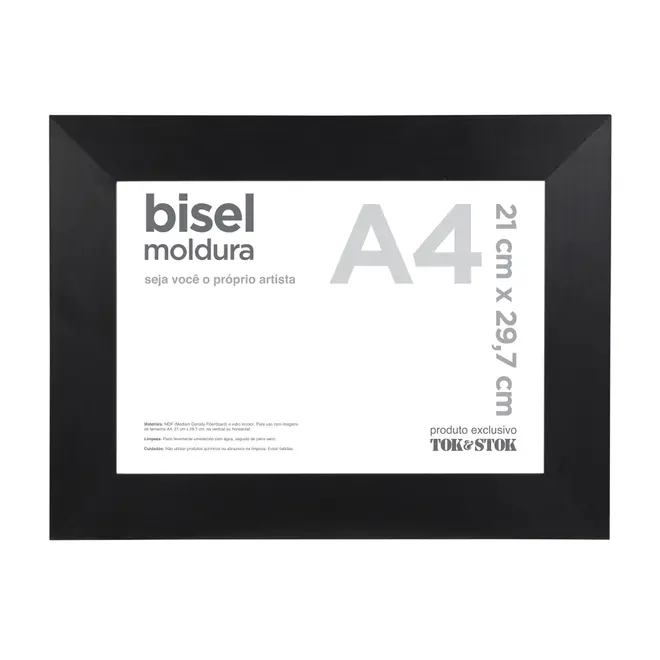 MOLDURA A4 21 CM X 29 CM BISEL - PRETO - Foto 1