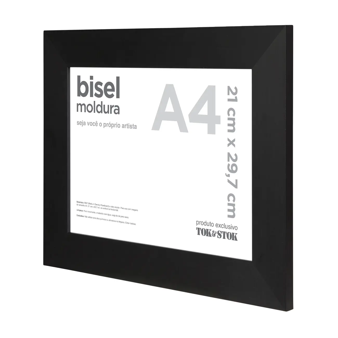 MOLDURA A4 21 CM X 29 CM BISEL - PRETO - Foto 2