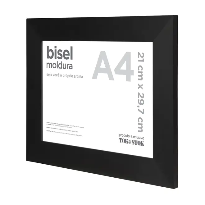 MOLDURA A4 21 CM X 29 CM BISEL - PRETO - Foto 2