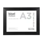 MOLDURA A3 29 CM X 42 CM BISEL - PRETO - Foto 1