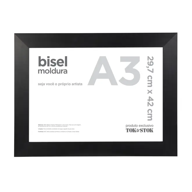 MOLDURA A3 29 CM X 42 CM BISEL - PRETO - Foto 1