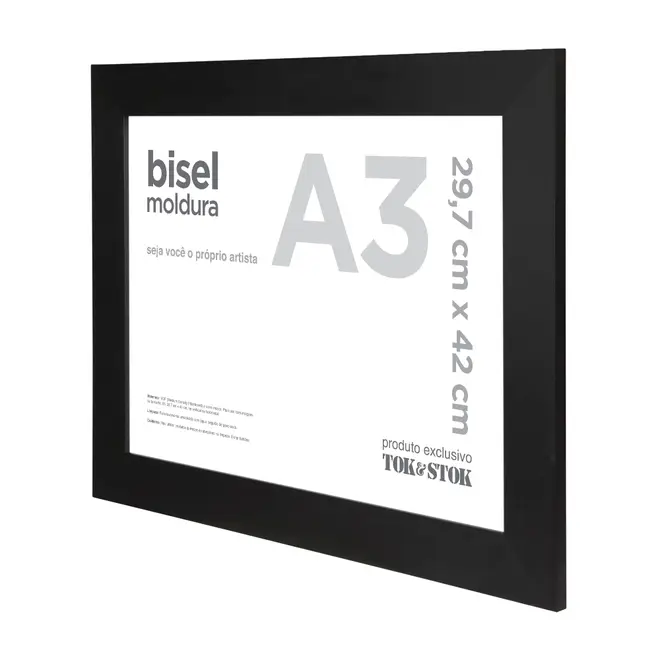 MOLDURA A3 29 CM X 42 CM BISEL - PRETO - Foto 2