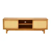RACK 2 PORTAS DE CORRER COM PALHINHA 1,60 M X 40 CM PALHANDI - AMÊNDOA/NATURAL - Foto 1