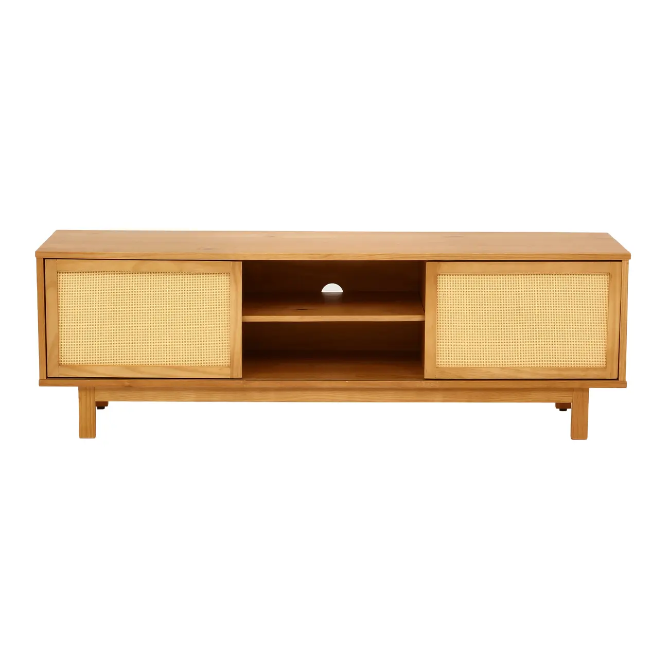RACK 2 PORTAS DE CORRER COM PALHINHA 1,60 M X 40 CM PALHANDI - AMÊNDOA/NATURAL - Foto 1