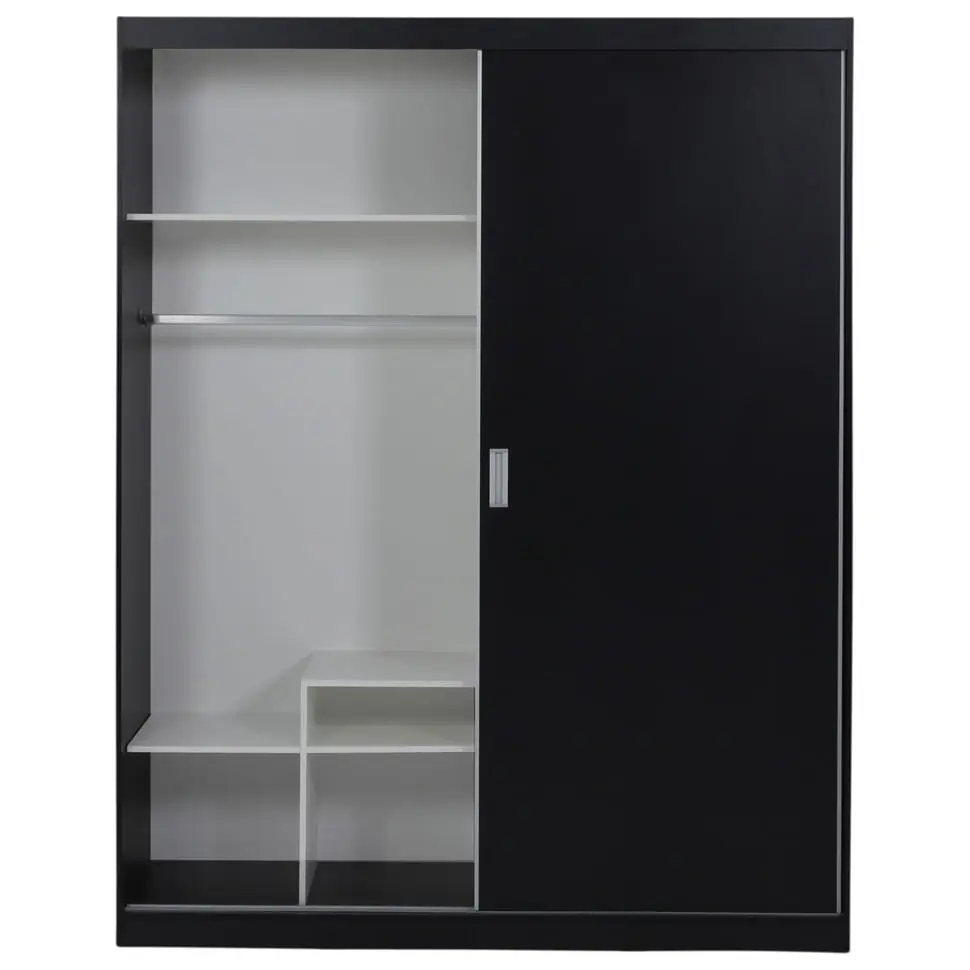 GUARDA-ROUPA DE CASAL 2 PORTAS DE CORRER 180 NOVILE - PRETO/BRANCO - Foto 3