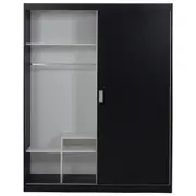 GUARDA-ROUPA DE CASAL 2 PORTAS DE CORRER 180 NOVILE - PRETO/BRANCO - Foto 3