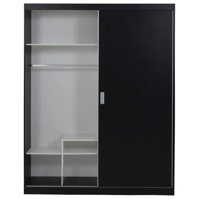 GUARDA-ROUPA DE CASAL 2 PORTAS DE CORRER 180 NOVILE - PRETO/BRANCO - Foto 3