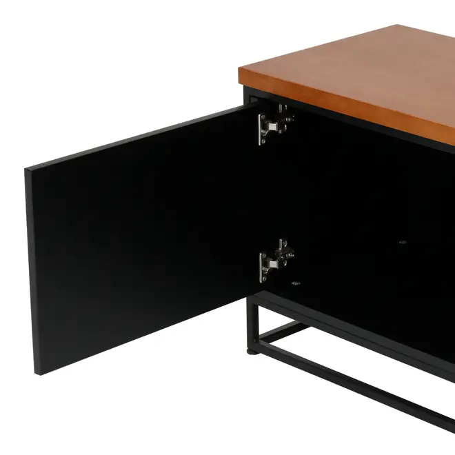 RACK 2 PORTAS 1,40 M X 35 CM SHELVES - PRETO/NOZES - Foto 8