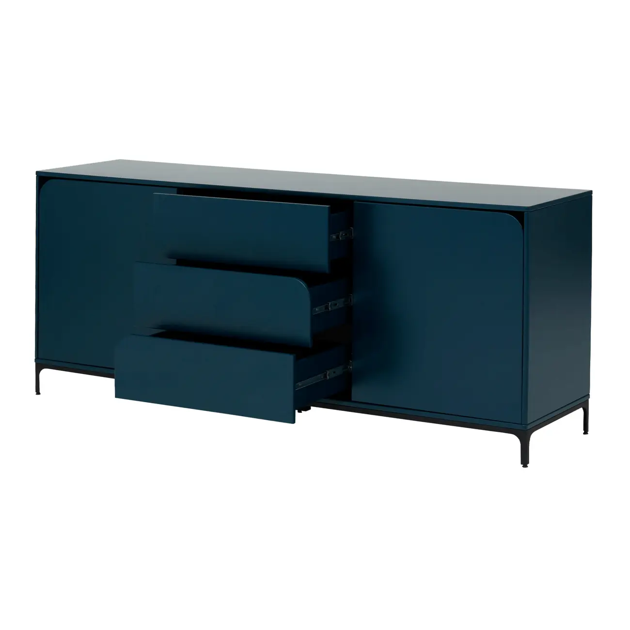 BUFFET 2 PORTAS/3 GAVETAS 1,80 M X 45 CM NASH - VERDE ESCARAVELHO/PRETO - Foto 5