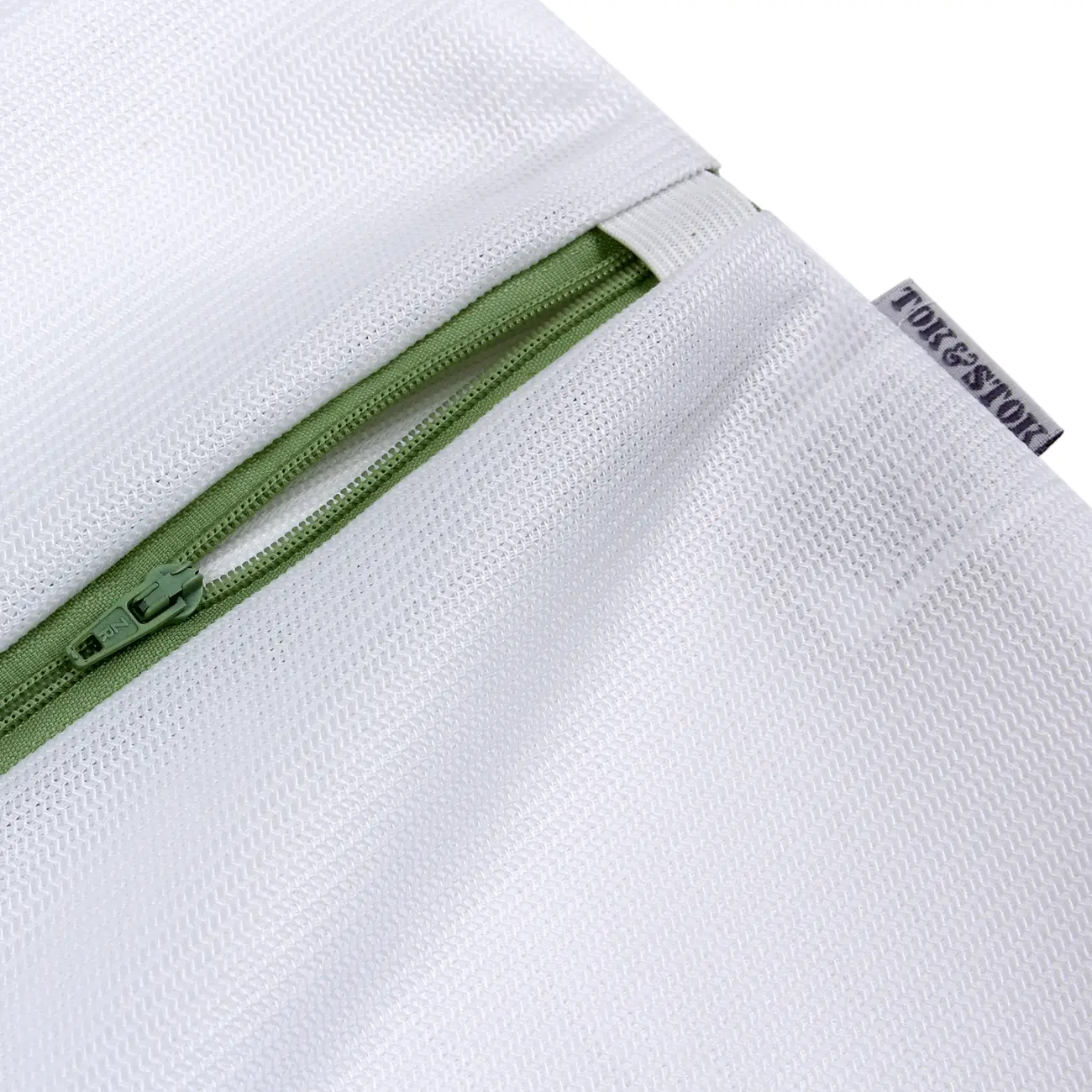 SACO PROTETOR PARA LAVAR ROUPA 57 CM X 46 CM SAFE - BRANCO/SÁLVIA - Foto 4