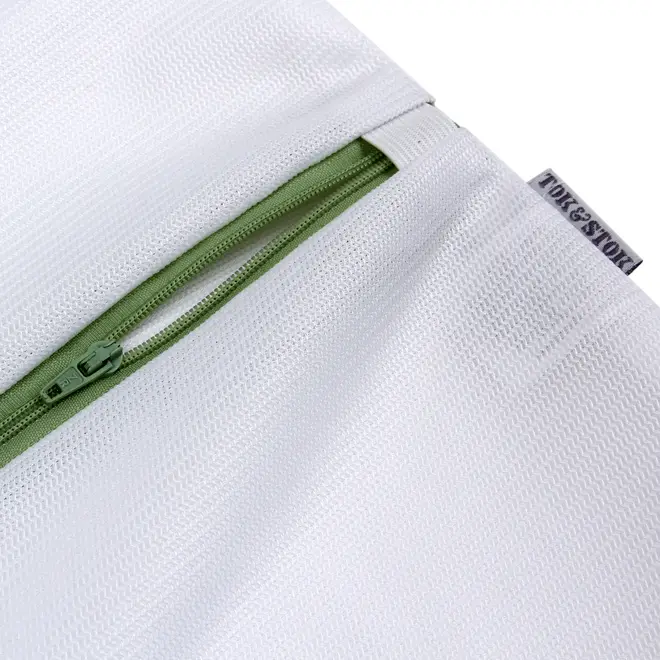 SACO PROTETOR PARA LAVAR ROUPA 57 CM X 46 CM SAFE - BRANCO/SÁLVIA - Foto 4