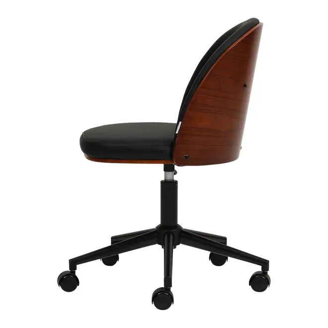 CADEIRA HOME OFFICE APLAY WOOD - PRETO/NOZES - Foto 5