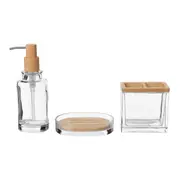 KIT BANCADA 3 PEÇAS BAMBOO I - INCOLOR/BAMBU - Foto 1