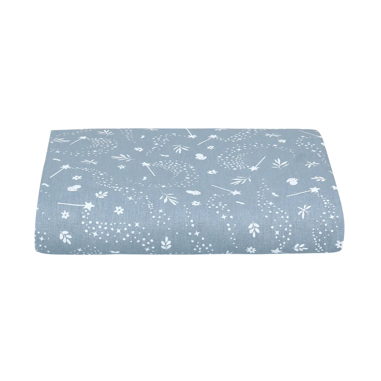LENÇOL COM ELÁSTICO JÚNIOR INFANTIL 78 CM X 1 62 M X 18 CM DELICADÊ CADÊ - BLEU CENDRÉ/OFF WHITE - Foto 1