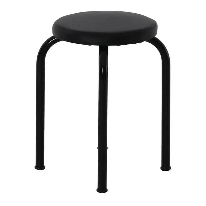 BANQUINHO EMPILHÁVEL TUBULAR - PRETO/PRETO - Foto 2