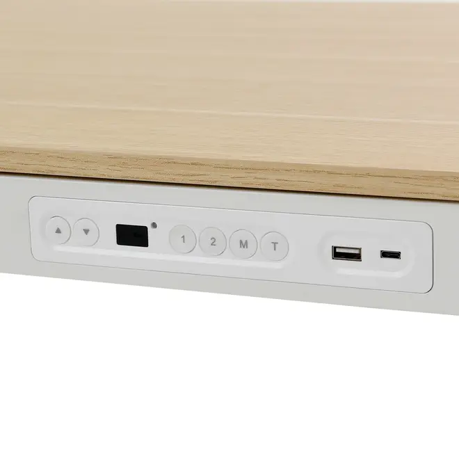 MESA DE ESCRITÓRIO REGULÁVEL E ELÉTRICA 1 GAVETA 1,18 M X 60 CM ELEVATION PLUS - BRANCO/CARVALHO - Foto 11
