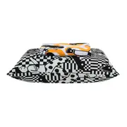 JOGO DE CAMA 2 PÇS JÚNIOR OLLIE CHECK I - CORES CALEIDOCOLOR/PRETO - Foto 1