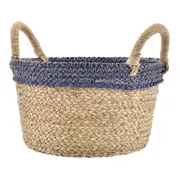 CESTO 28 CM X 18 CM OCEAN - FIBRA NATURAL/AZUL - Foto 2