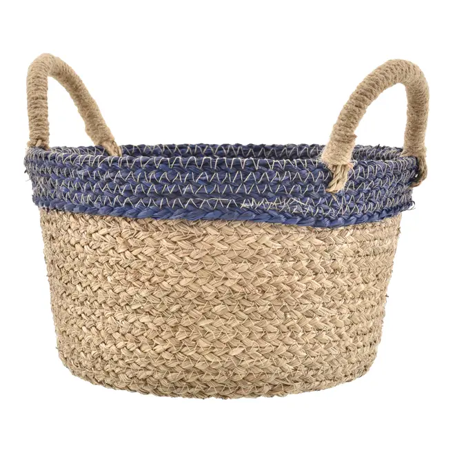 CESTO 28 CM X 18 CM OCEAN - FIBRA NATURAL/AZUL - Foto 2