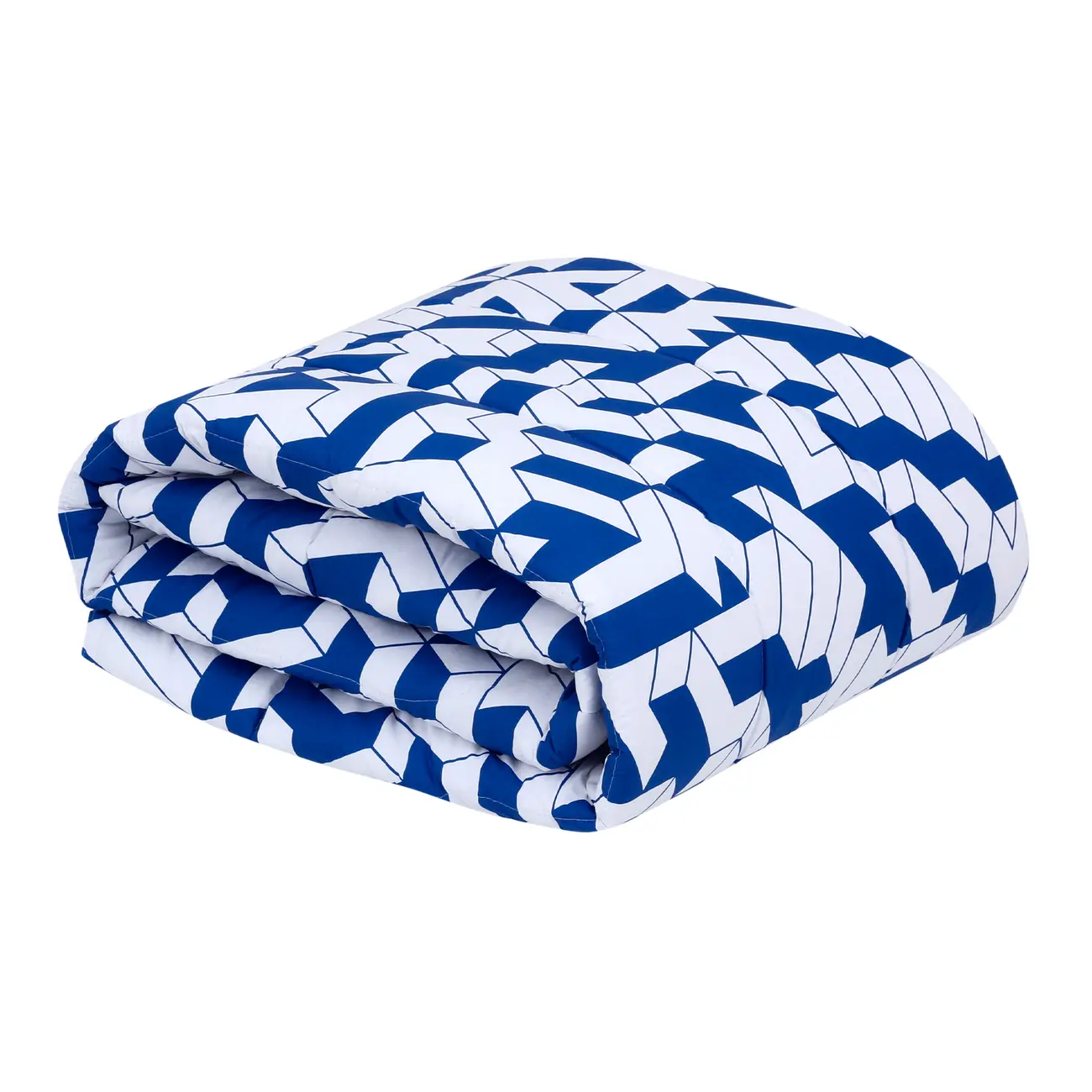 EDREDOM SOLTEIRO 1,60 M X 2,40 M MAZE - AZUL COBALTO/BRANCO - Foto 1