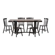 MESA COM 6 CADEIRAS 1,90 M NIARA/SKAND - PRETO/NOZES RÚSTICO - Foto 1