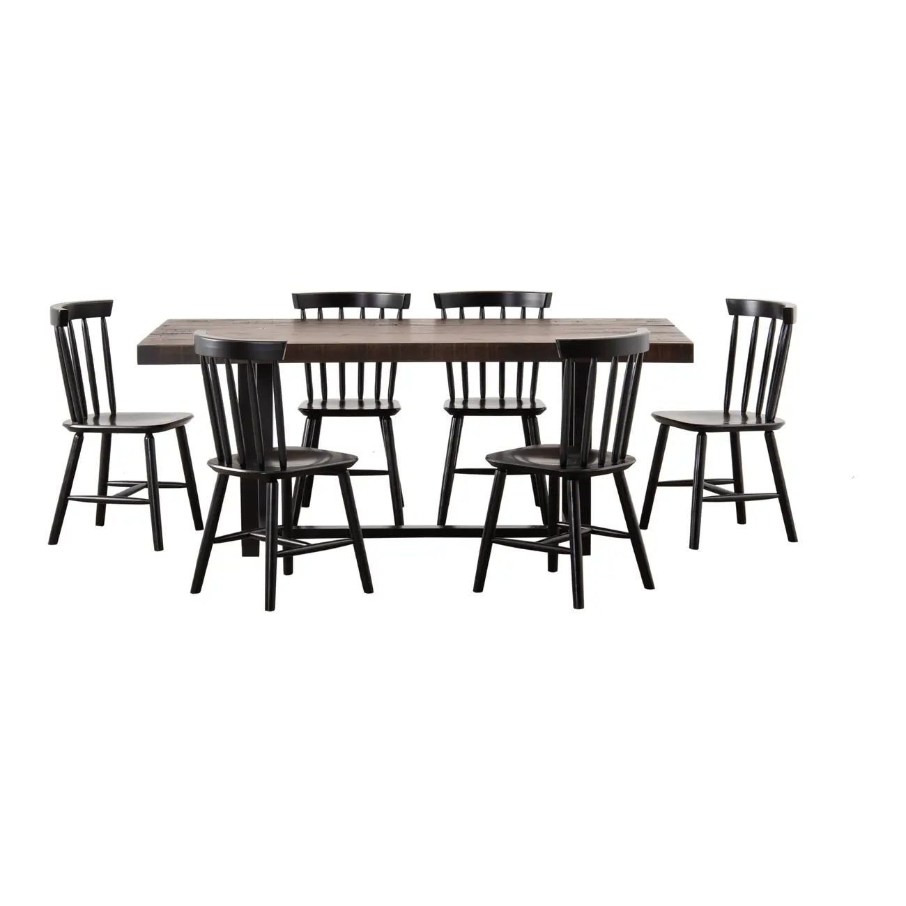 MESA COM 6 CADEIRAS 1,90 M NIARA/SKAND - PRETO/NOZES RÚSTICO - Foto 1