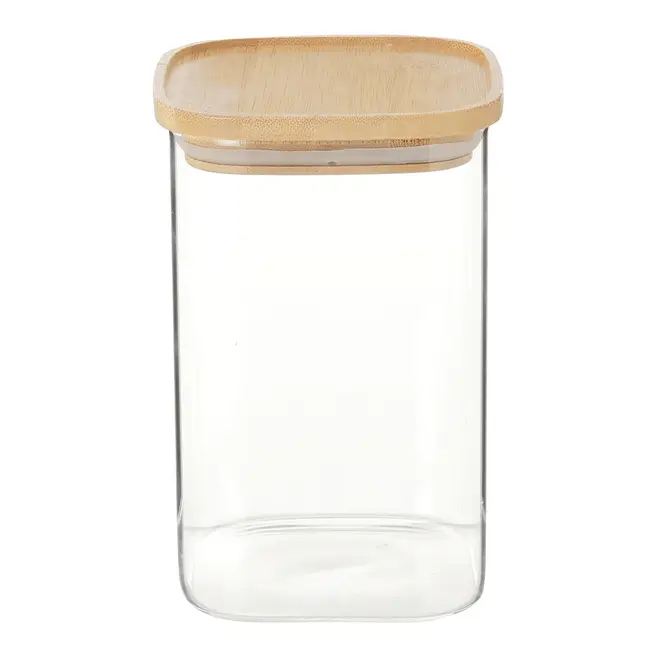 POTE 1,1 L BAMBOO BORUS QUADRADO - INCOLOR/BAMBU - Foto 1