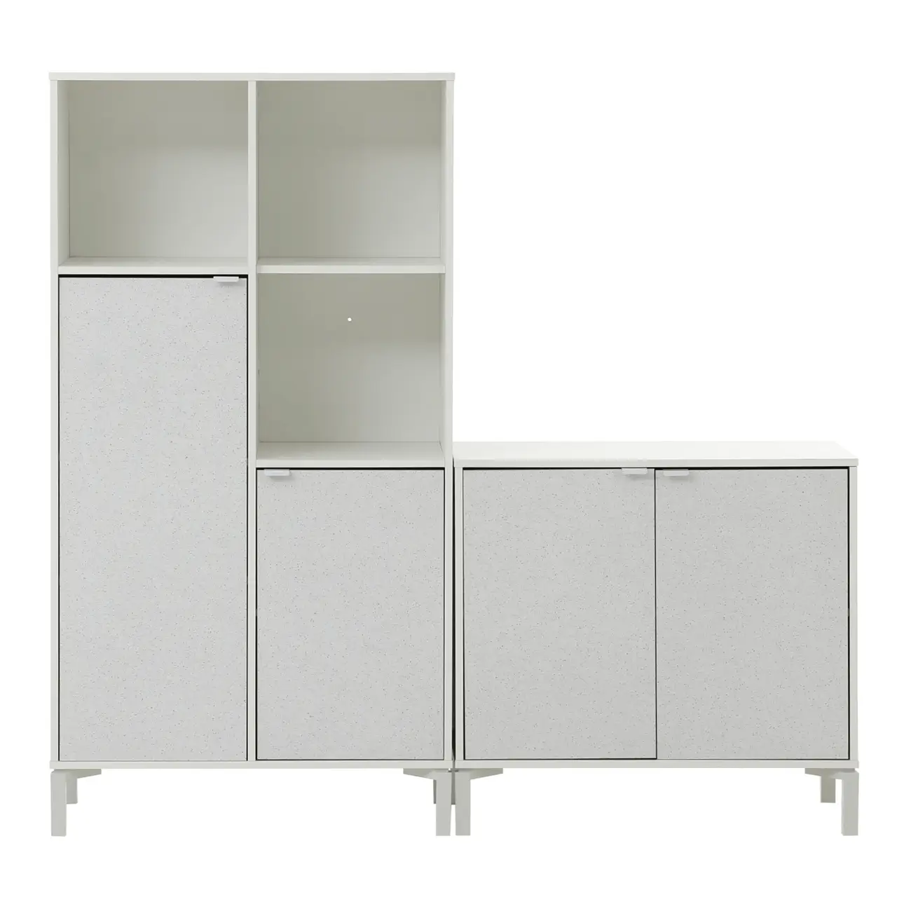 CONJ. 2 ARMÁRIOS 4P/3 NICHOS SLEEK - BRANCO/GRANILITE - Foto 1