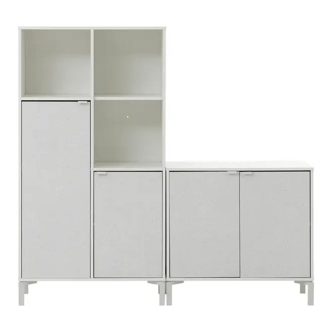 CONJ. 2 ARMÁRIOS 4P/3 NICHOS SLEEK - BRANCO/GRANILITE - Foto 1