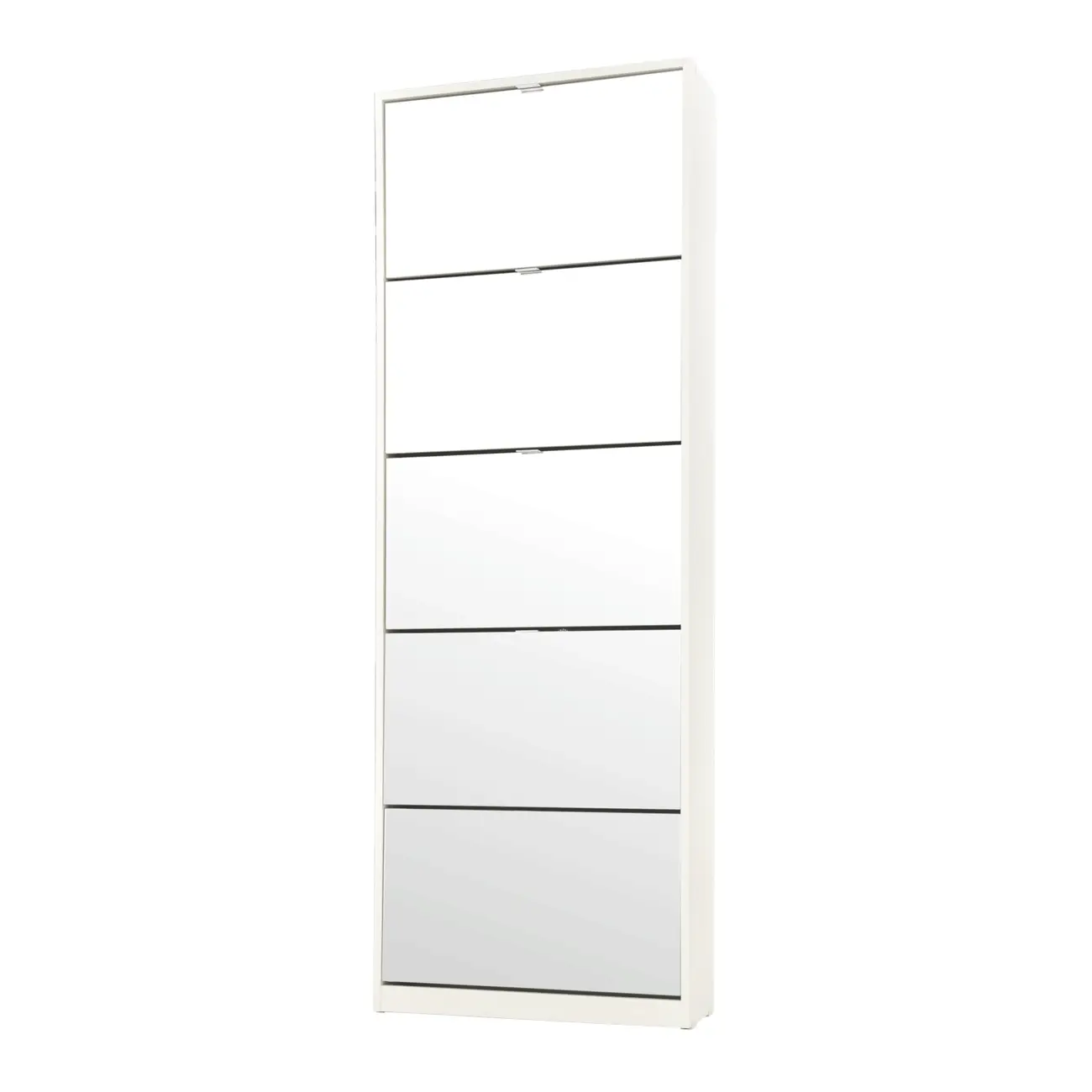 SAPATEIRA PISO/PAREDE 5 PORTAS BASCULANTES FAMILY MIRROR - BRANCO/PRATA - Foto 2