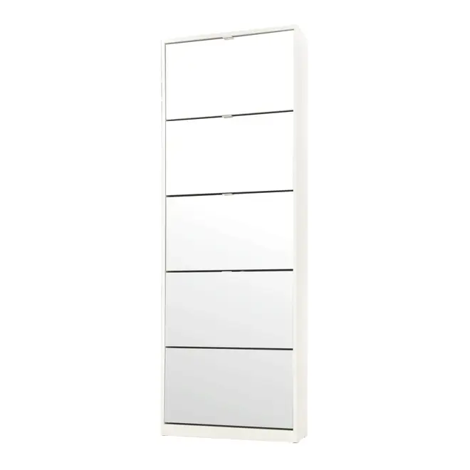 SAPATEIRA PISO/PAREDE 5 PORTAS BASCULANTES FAMILY MIRROR - BRANCO/PRATA - Foto 2