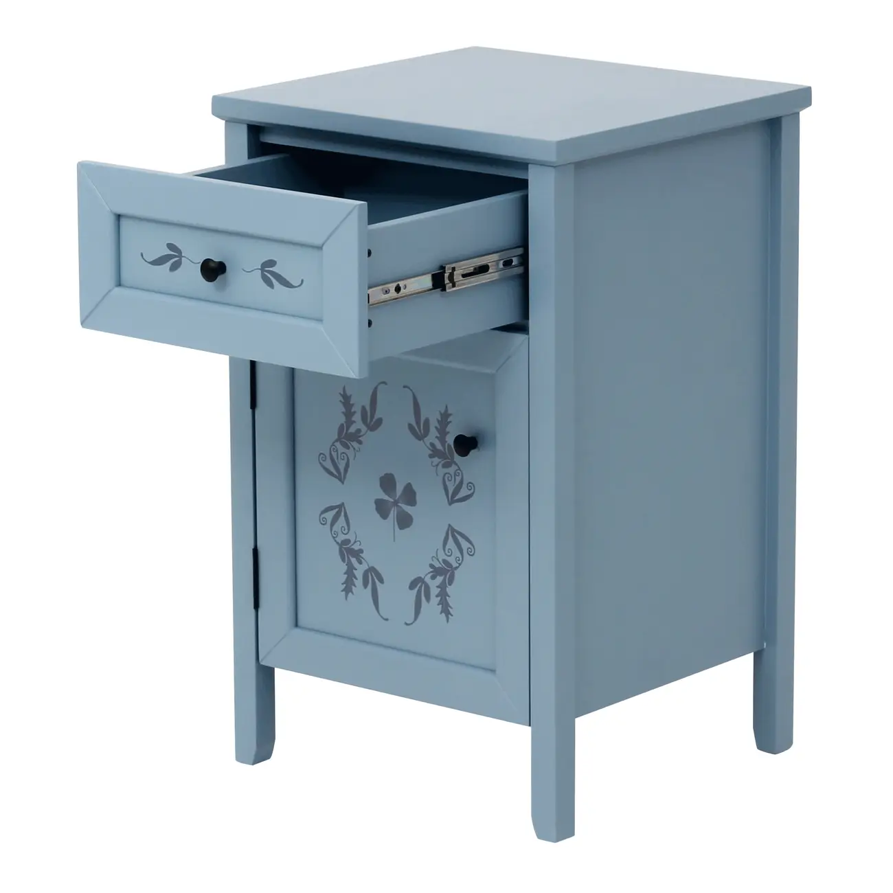 MESA DE CABECEIRA 1 GAVETA/1 PORTA BOUQUET XODÓ - BLEU CENDRÉ/MULTICOR - Foto 2