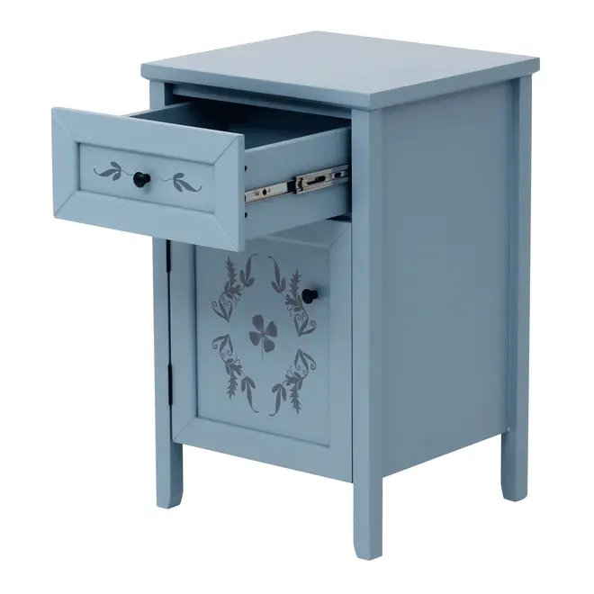 MESA DE CABECEIRA 1 GAVETA/1 PORTA BOUQUET XODÓ - BLEU CENDRÉ/MULTICOR - Foto 2