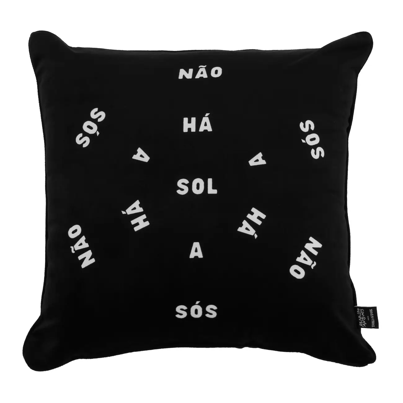 ALMOFADA 50 CM X 50 CM TUDO OU TUDO NÃO HÁ SOL A SÓS - PRETO/BRANCO - Foto 1