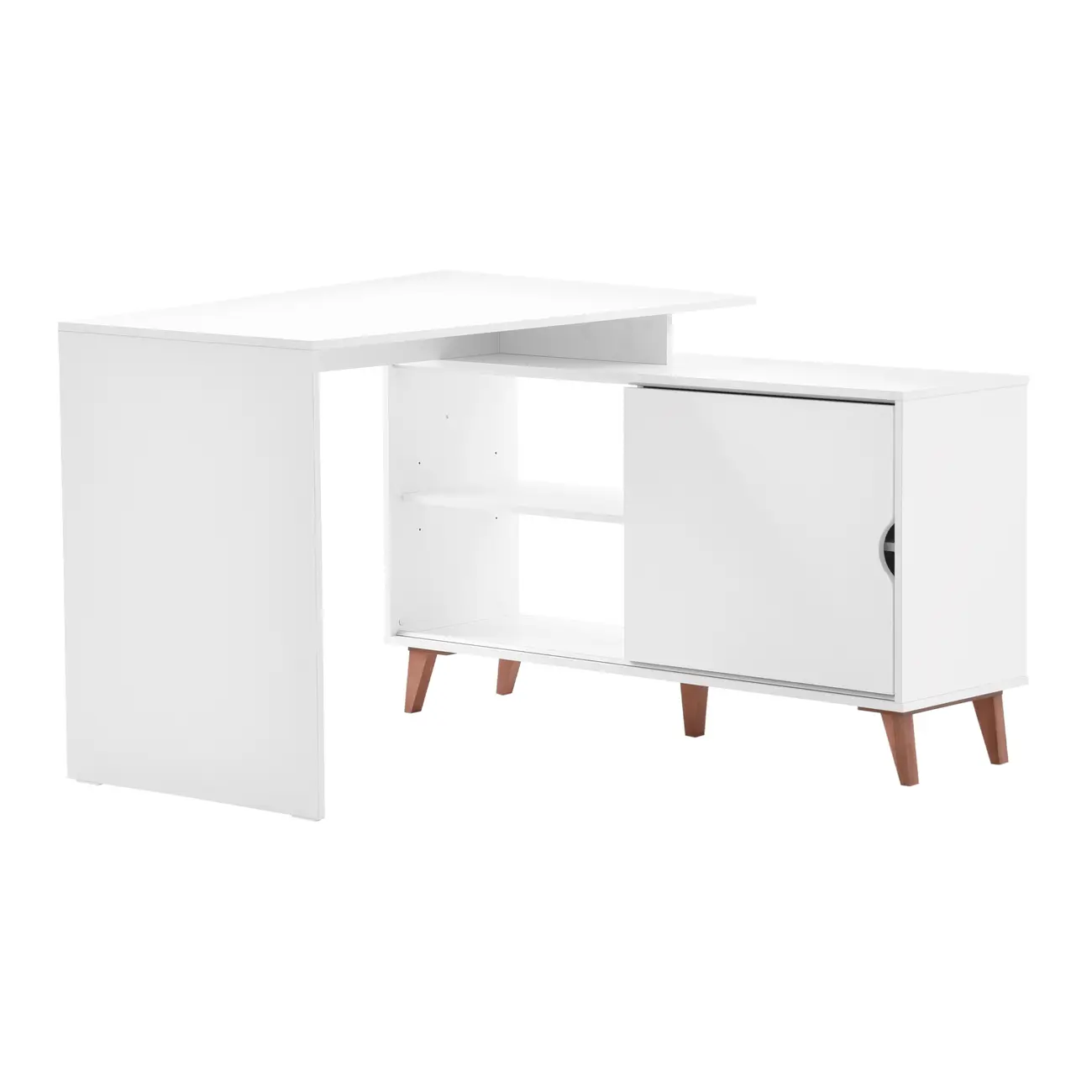 MESA COM BALCÃO 1 PORTA DE CORRER 1,20 M X 1,20 M LIN - BRANCO/NOZES - Foto 1