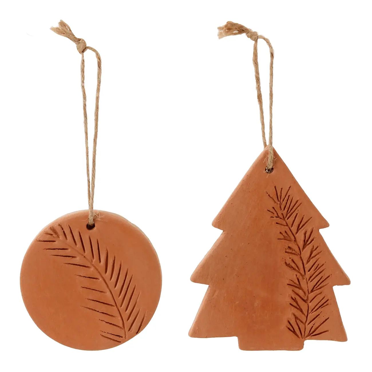 KIT COM 2 PINGENTES ÁRVORE E BOLA VILAREJO NOEL - ARGILA CRUA - Foto 1