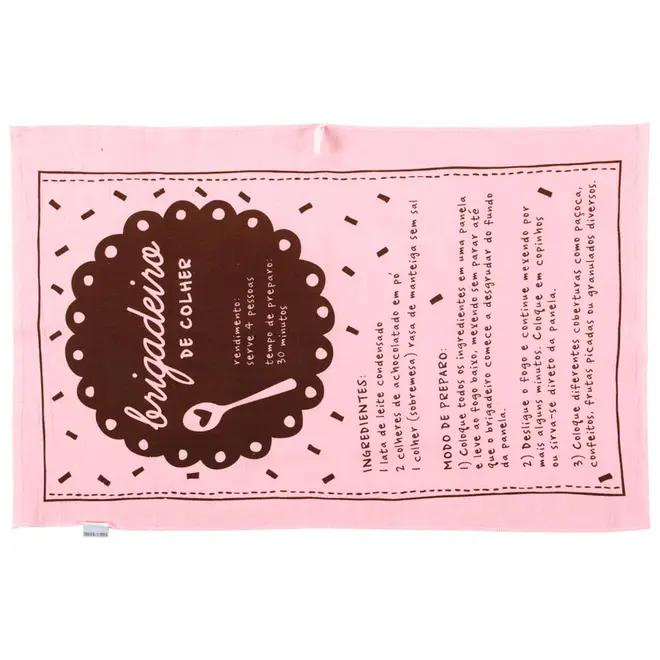 PANO DE PRATO RECEITAS BRIGADEIRO - ROSA CLARO/MARROM - Foto 2