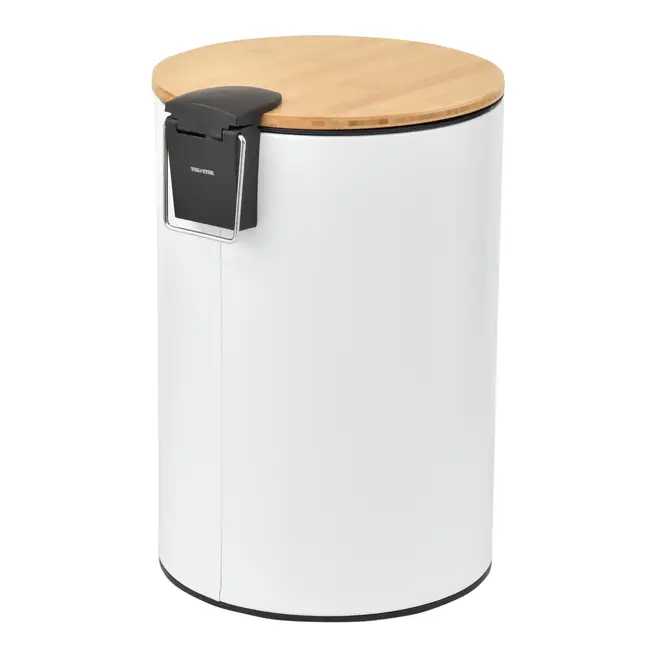 LIXEIRA COM PEDAL 12 L BAMBUMIX - BRANCO/BAMBU - Foto 4