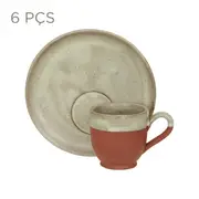 JOGO DE XÍCARA DE CAFÉ C/6 PEÇAS PALEO - SÁLVIA/ARGILA - Foto 1