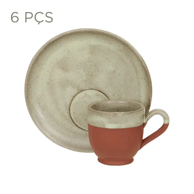 JOGO DE XÍCARA DE CAFÉ C/6 PEÇAS PALEO - SÁLVIA/ARGILA - Foto 1