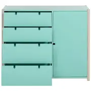 CÔMODA 4 GAVETAS/1 PORTA 1,07 M X 42 CM PIN PLAY - NATURAL WASHED/MENTA - Foto 8
