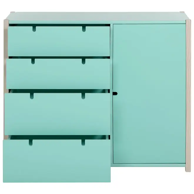 CÔMODA 4 GAVETAS/1 PORTA 1,07 M X 42 CM PIN PLAY - NATURAL WASHED/MENTA - Foto 8