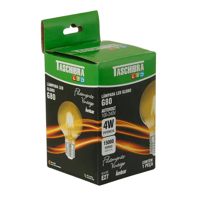 LÂMPADA LED FILAMENTO VINTAGE G80 4W 2200K E27 127/220V - AMARELO - Foto 3