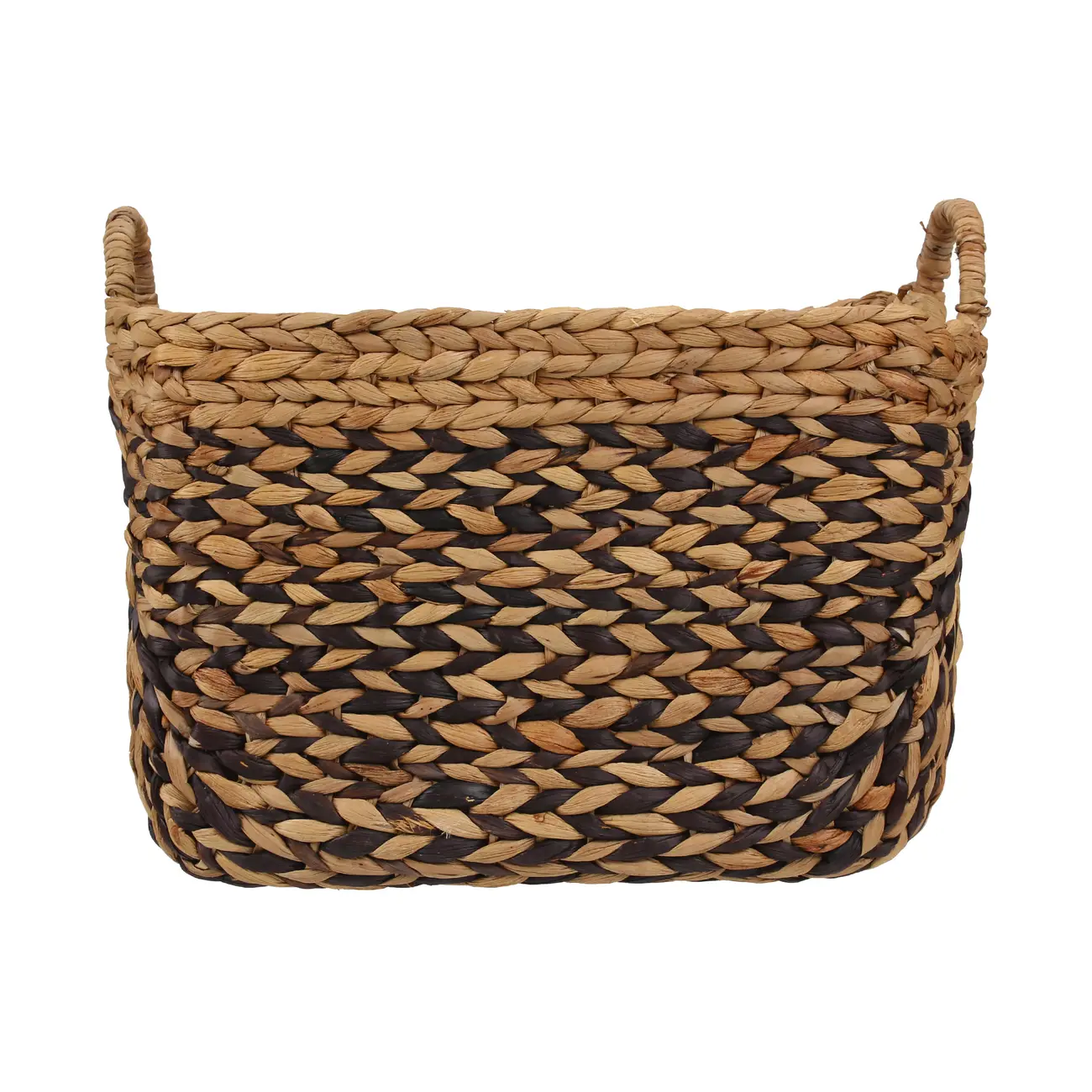 CESTO 25 CM X 40 CM X 33 CM AGUAPÉ - FIBRA NATURAL/PRETO - Foto 1