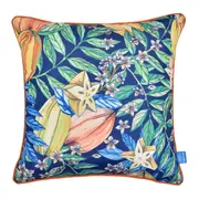 ALMOFADA 43 CM X 43 CM SAUDADE TROPICAL CARAMBOLAS - AZUL HISTÓRICO/MULTICOR - Foto 1