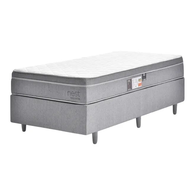 CAMA BOX DE SOLTEIRO 88 CM NEST - CINZA/BRANCO - Foto 1