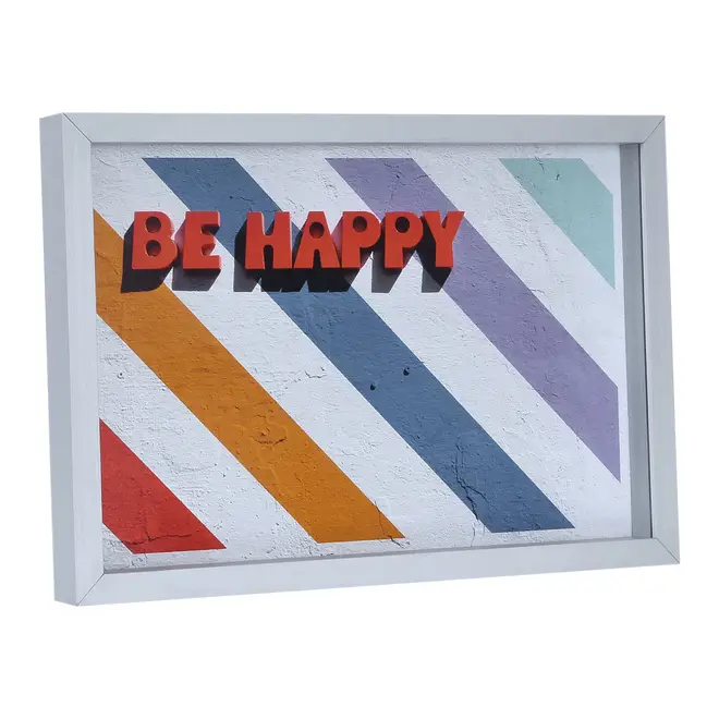 QUADRO 35 CM X 24 CM BE HAPPY - FLANDRES/CORES CALEIDOCOLOR - Foto 2