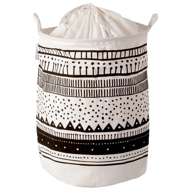CESTO PARA ROUPA MIREMBA - BRANCO/PRETO - Foto 1