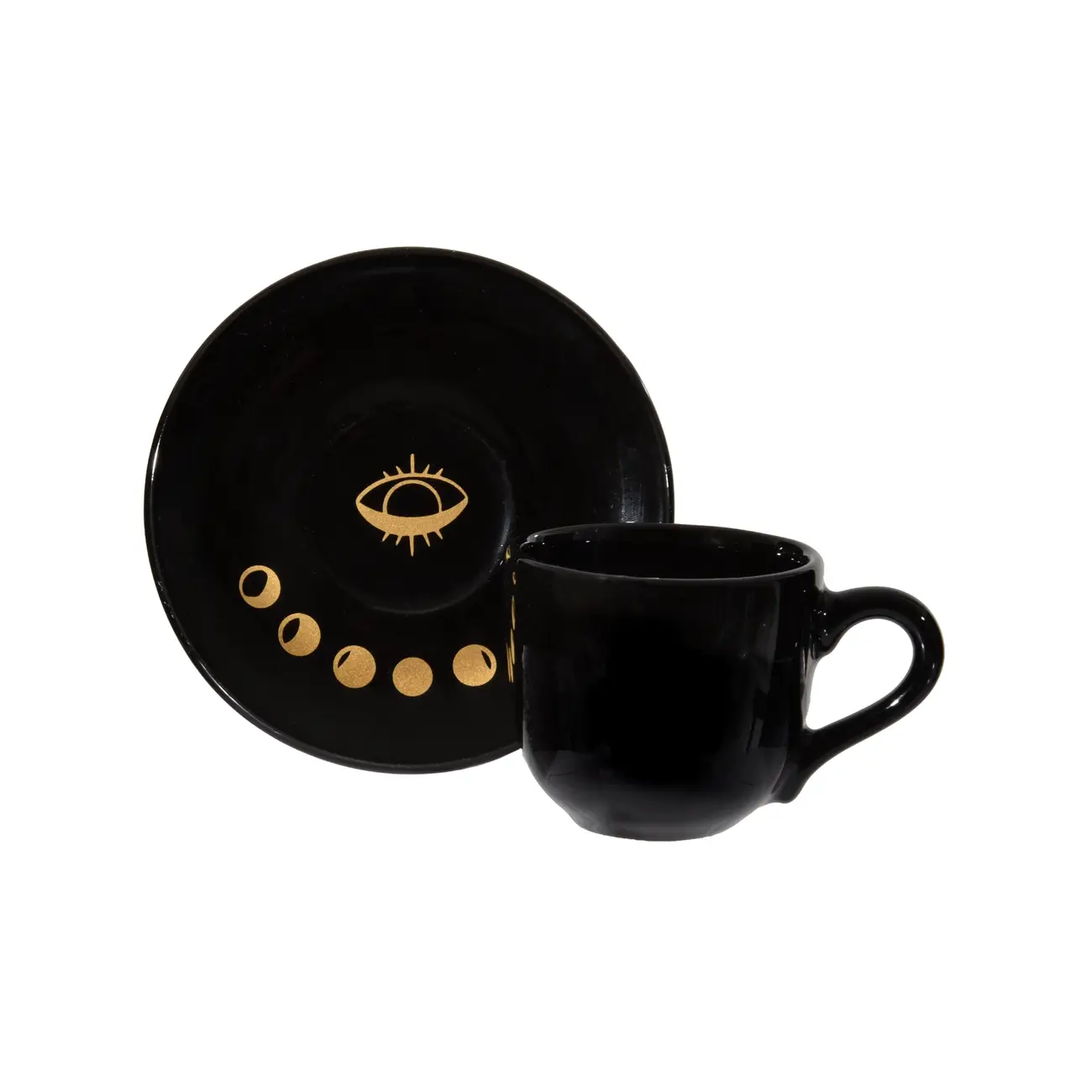 XÍCARA CAFÉ MYSTICAL - PRETO BRILHANTE/OURO - Foto 1
